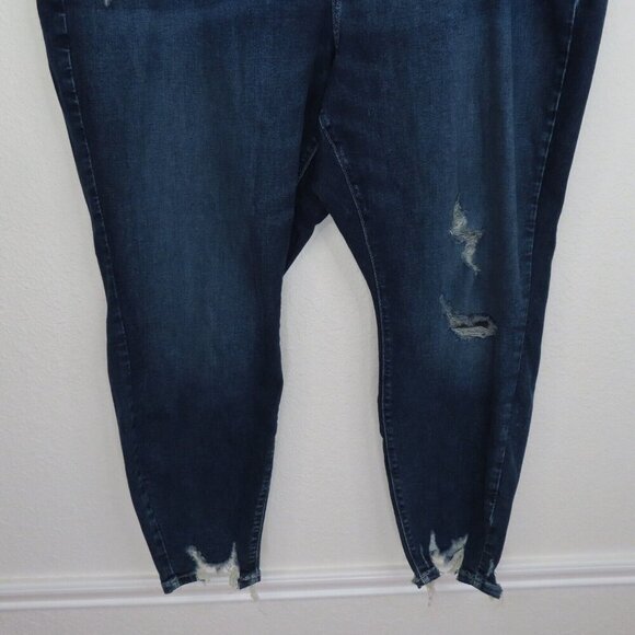 Lane Bryant Plus Size 28 Curvy Fit High Rise Skinny Distressed Dark Denim Jeans - Picture 5 of 13